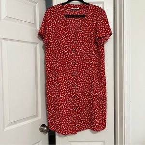 Mango Floral Print Button Front Dress with Pockets